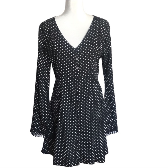 American Rag Dresses & Skirts - American Rag Black and White Polka Dot Long Sleeve Dress